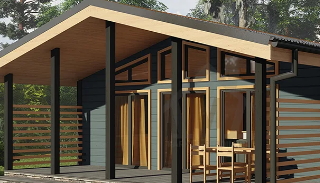 Проект одноэтажного каркасного дома с террасой в Краснодаре — EDhome от 3634 рублей